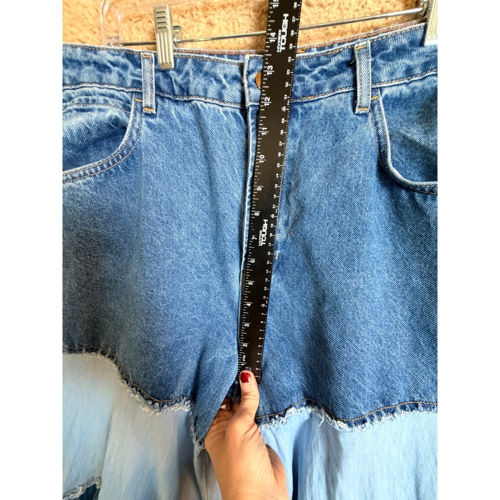 Free People We The Free Dreamscape Tiered Denim Wide Leg Jeans 33 - Picture 12 of 16